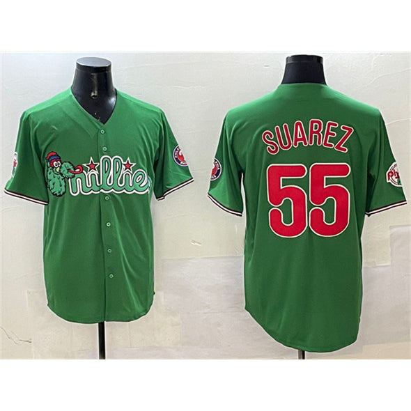 Philadelphia Phillies #55 Ranger Su¨¢rez Green HeidiMiller Phanatic Limited Stitched Jersey