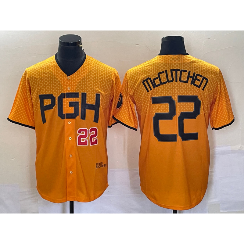 Pittsburgh Pirates #22 Andrew McCutchen Number Gold HeidiMiller 2023 City Connect Stitched Jersey