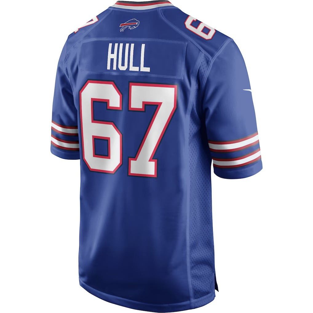 B.Bills #67 Kent Hull Royal HeidiMiller Game Retired Player Jersey