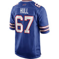 B.Bills #67 Kent Hull Royal HeidiMiller Game Retired Player Jersey