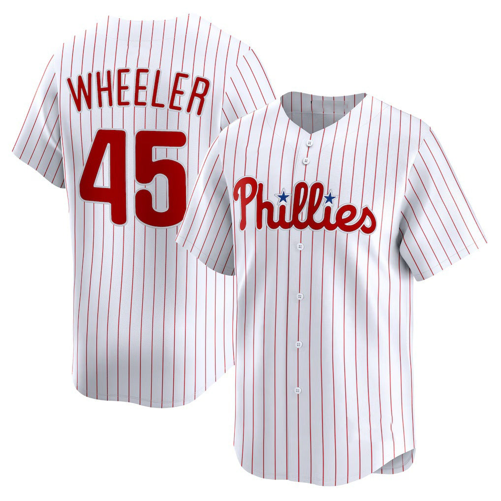 Philadelphia Phillies #45 Zack Wheeler White HeidiMiller Home Limited Player Jersey