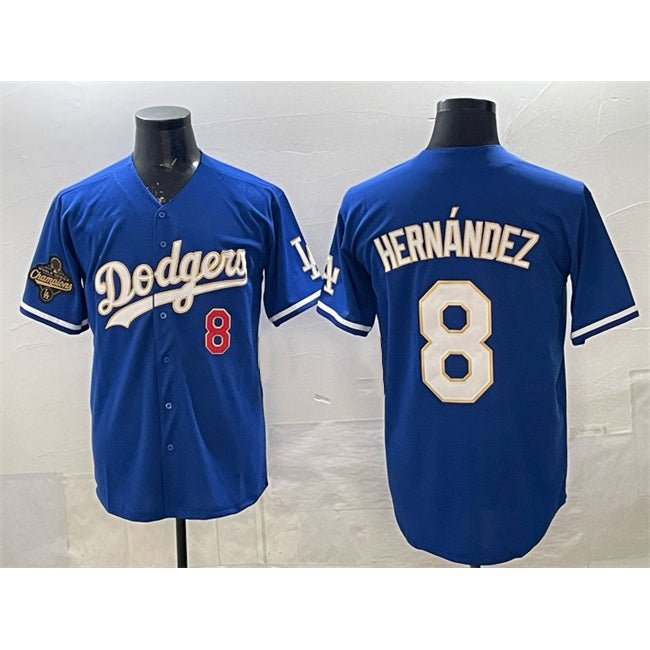 Los Angeles Dodgers #8 Enrique Hern¨¢ndez Royal HeidiMiller 2025 World Series Champions Patch Limited Stitched Jersey