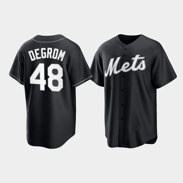 New York Mets #48 Jacob deGrom Black HeidiMiller Cool Base Stitched Jersey