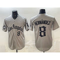 Los Angeles Dodgers #8 Enrique Hern¨¢ndez Grey HeidiMiller LA Gothic Style With 2025 World Series Champions Patch Limited Stitched Jersey