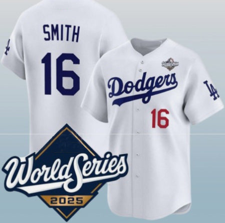Los Angeles Dodgers #16 Will Smith White HeidiMiller 2025 World Series Home Limited Stitched Jersey