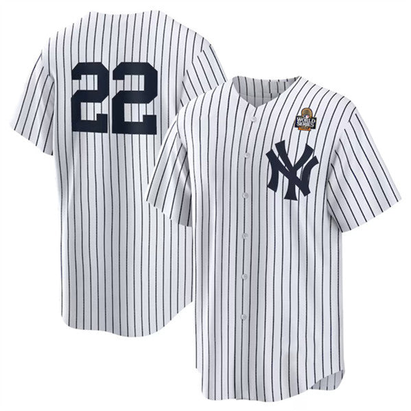 New York Yankees #22 Juan Soto White HeidiMiller 2024 World Series Cool Base Stitched Jersey