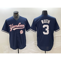 New York Yankees #3 Babe Ruth Navy HeidiMiller With Patch Cool Base Stitched Jersey