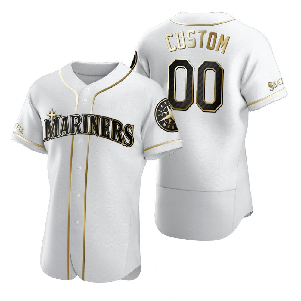 Custom Seattle Mariners White HeidiMiller Stitched Flex Base Golden Edition Jersey