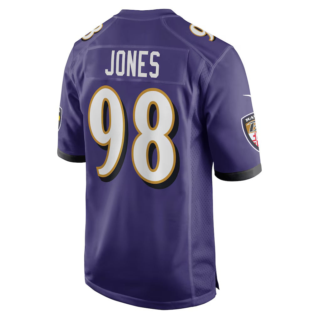 B.Ravens #98 Travis Jones Purple HeidiMiller Player Game Jersey