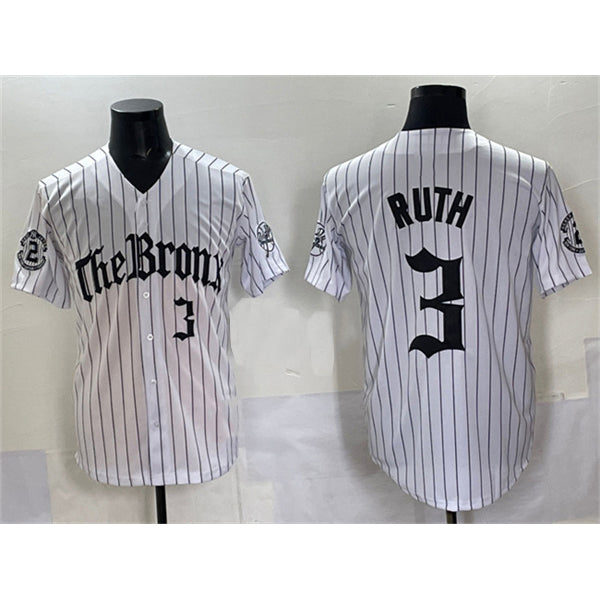 New York Yankees #3 Babe Ruth White HeidiMiller Pinstripe 'Gothic Legacy Edition' Vapor Premier Limited Stitched Jersey