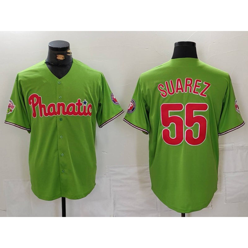 Philadelphia Phillies #55 Ranger Suarez Green HeidiMiller With Patch Stitched Cool Base Jersey