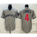 Minnesota Twins #4 Carlos Correa 2023 Grey HeidiMiller Home Team Cool Base Stitched Jersey