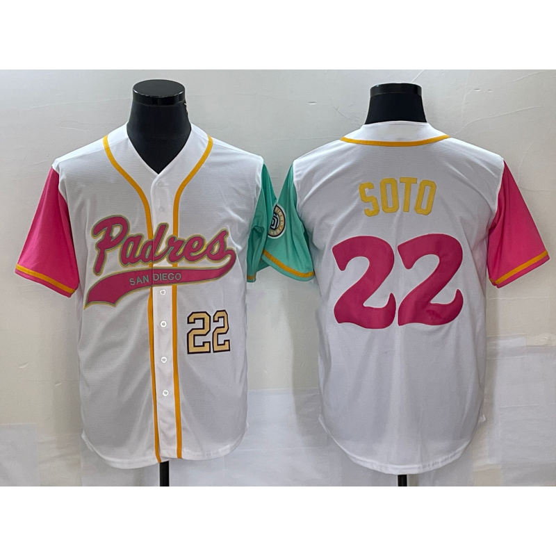 San Diego Padres #22 Juan Soto Number White HeidiMiller NEW 2023 City Connect Cool Base Stitched Jersey