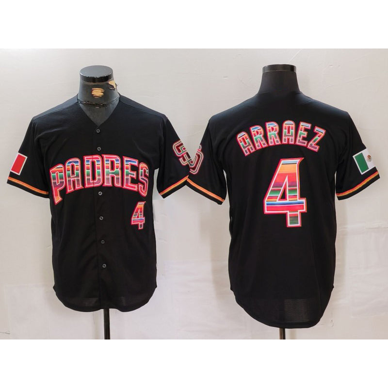 San Diego Padres #4 Luis Arraez Black HeidiMiller Mexico Cool Base Stitched Jersey
