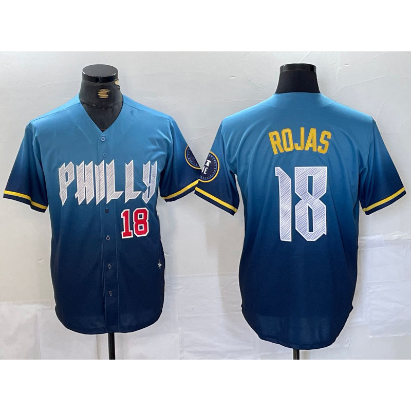 Philadelphia Phillies #18 Johan Rojas Number Blue HeidiMiller 2024 City Connect Limited Stitched Jersey