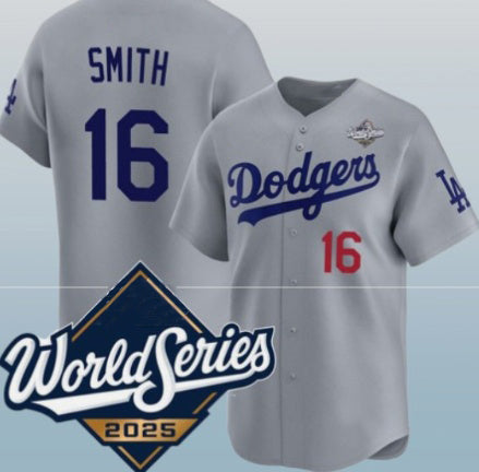 Los Angeles Dodgers #16 Will Smith Gray HeidiMiller 2025 World Series Limited Stitched Jersey