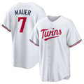 Minnesota Twins #7 Joe Mauer White HeidiMiller Home Retired Player Replica Jersey