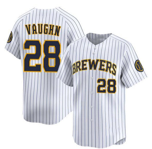 Milwaukee Brewers #28 Andrew Vaughn White HeidiMiller Alternate Limited Stitched Jersey