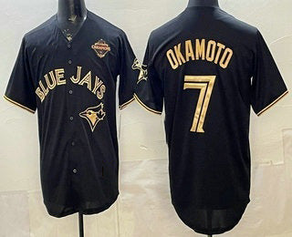 Toronto Blue Jays #7 Kazuma Okamoto Black Gold HeidiMiller 2025 American League Champions Limited Stitched Jersey