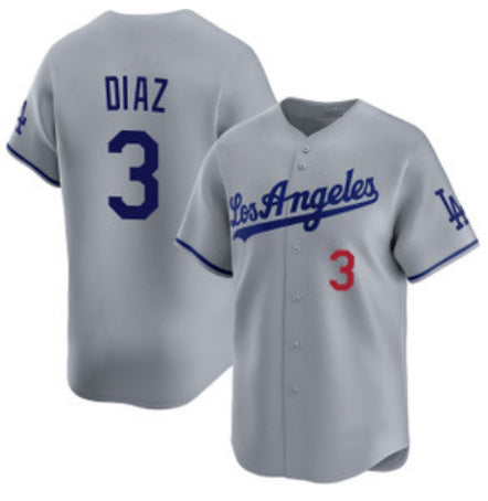 Los Angeles Dodgers #3 Edwin D¨ªaz Grey HeidiMiller Cool Base Stitched Jersey