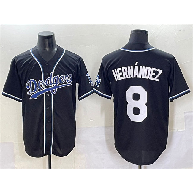 Los Angeles Dodgers #8 Enrique Hern¨¢ndez Black HeidiMiller Fashion Stitched Jersey
