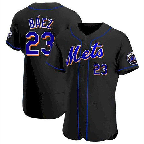 New York Mets #23 Javier Baez Black HeidiMiller Anthentic Jersey