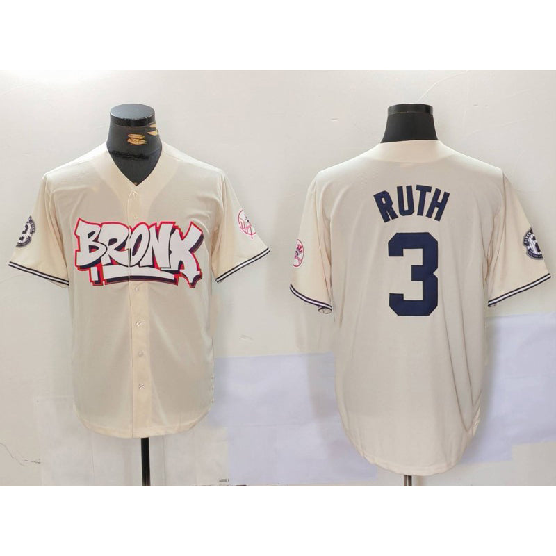New York Yankees #3 Babe Ruth Cream HeidiMiller Limited Stitched Jersey 2