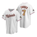 Washington Nationals #7 Trea Turner White Gold HeidiMiller 2019 World Series Champions Stitched Cool Base Jersey