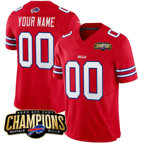 Custom B.Bills Active Player Red HeidiMiller 2023 F.U.S.E. AFC East Champions Ptach Stitched Jersey