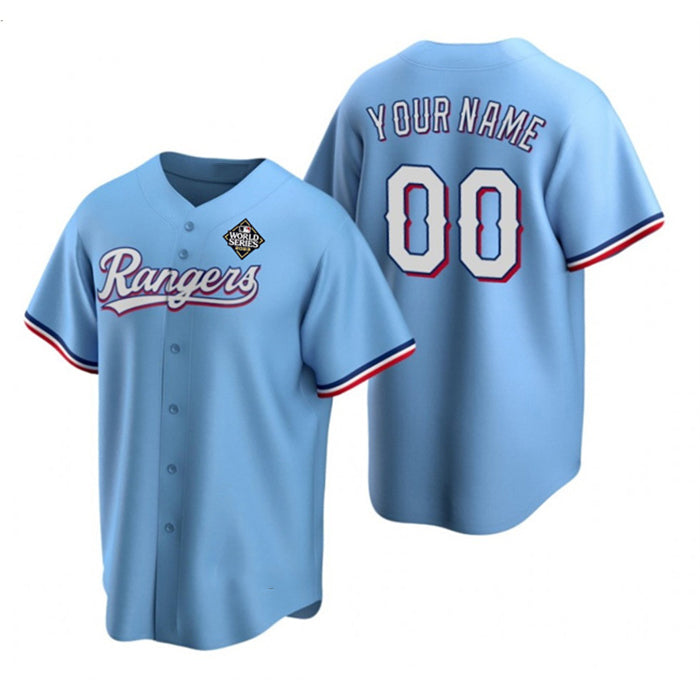 Custom Texas Rangers Active Player Blue HeidiMiller 2023 World Series Stitched Jersey