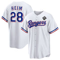 Texas Rangers #28 Jonah Heim 2023 White HeidiMiller World Series Stitched Jersey