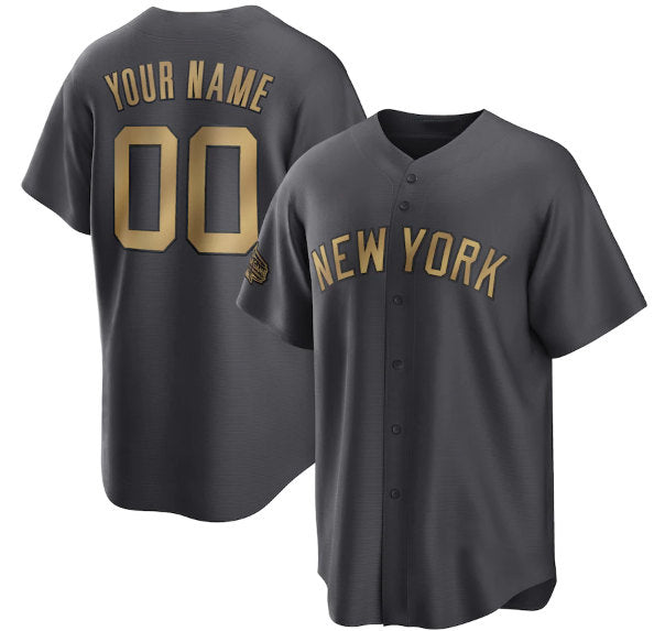 Custom New York Yankees Active Player Charcoal HeidiMiller 2022 All-Star Cool Base Stitched Jersey