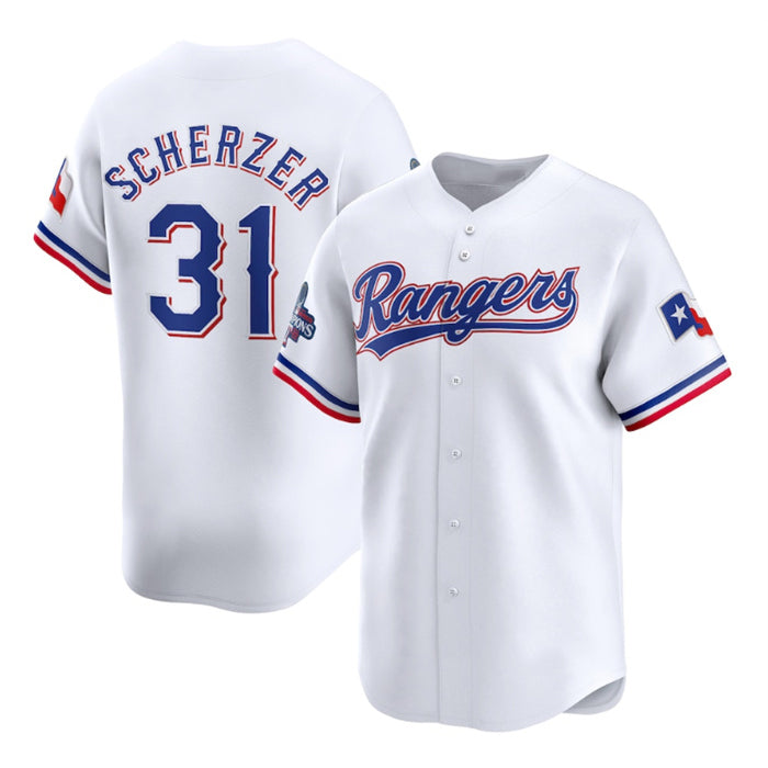 Texas Rangers #31 Max Scherzer White HeidiMiller 2023 World Series Champions Stitched Jersey