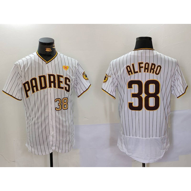 San Diego Padres #38 Jorge Alfaro White HeidiMiller With PS Patch Stitched Flex Base Jerseys