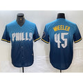 Philadelphia Phillies #45 Zack Wheeler Blue HeidiMiller 2024 City Cool Base Stitched Jersey