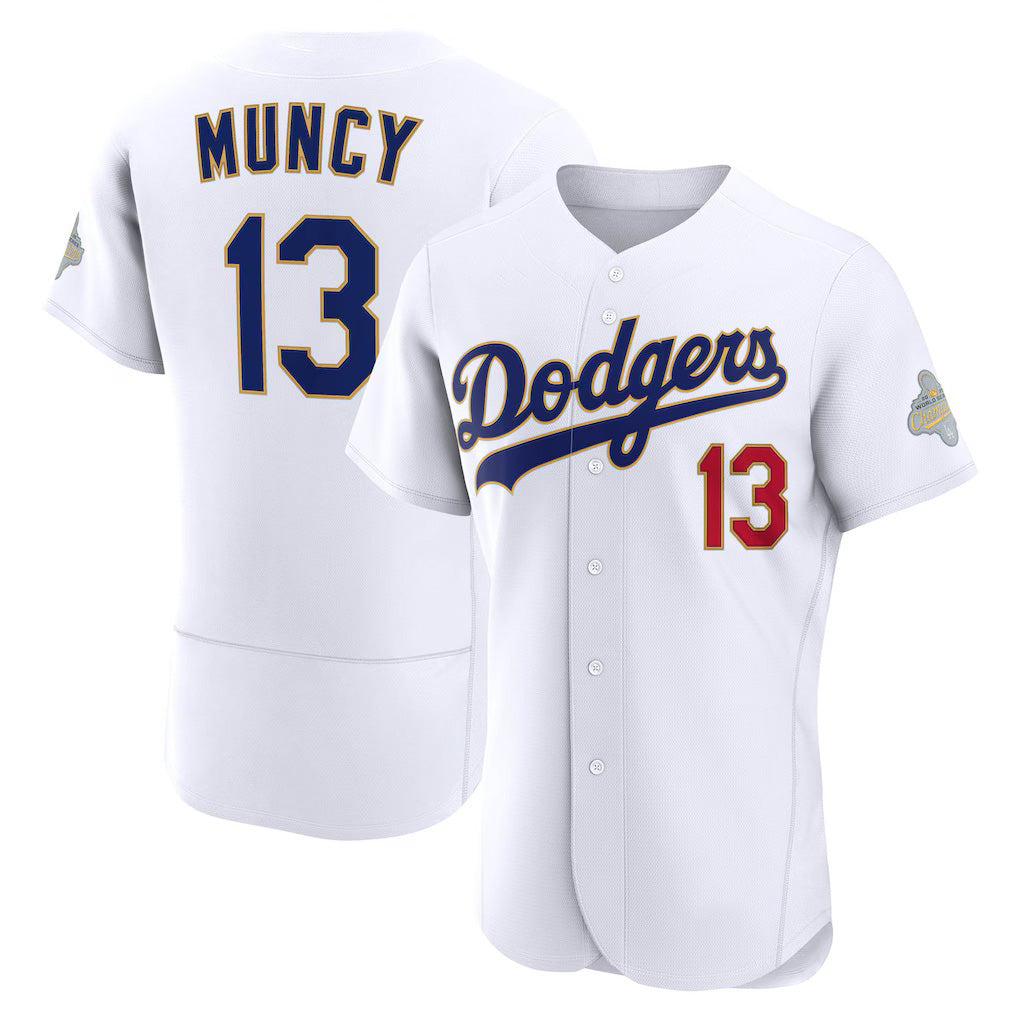 Los Angeles Dodgers #13 Max Muncy White HeidiMiller 2026 Gold Collection Authentic Jersey