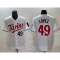 Minnesota Twins #49 Pablo Lopez Number White HeidiMiller Stitched Cool Base Jersey