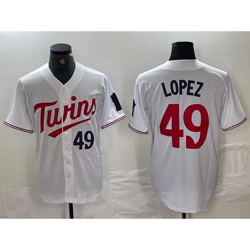 Minnesota Twins #49 Pablo Lopez Number White HeidiMiller Stitched Cool Base Jersey