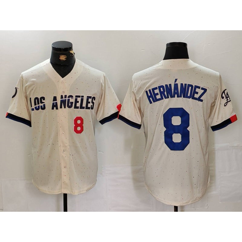 Los Angeles Dodgers #8 Kike Hernandez Number Cream HeidiMiller 2024 City Connect Limited Stitched Jerseys
