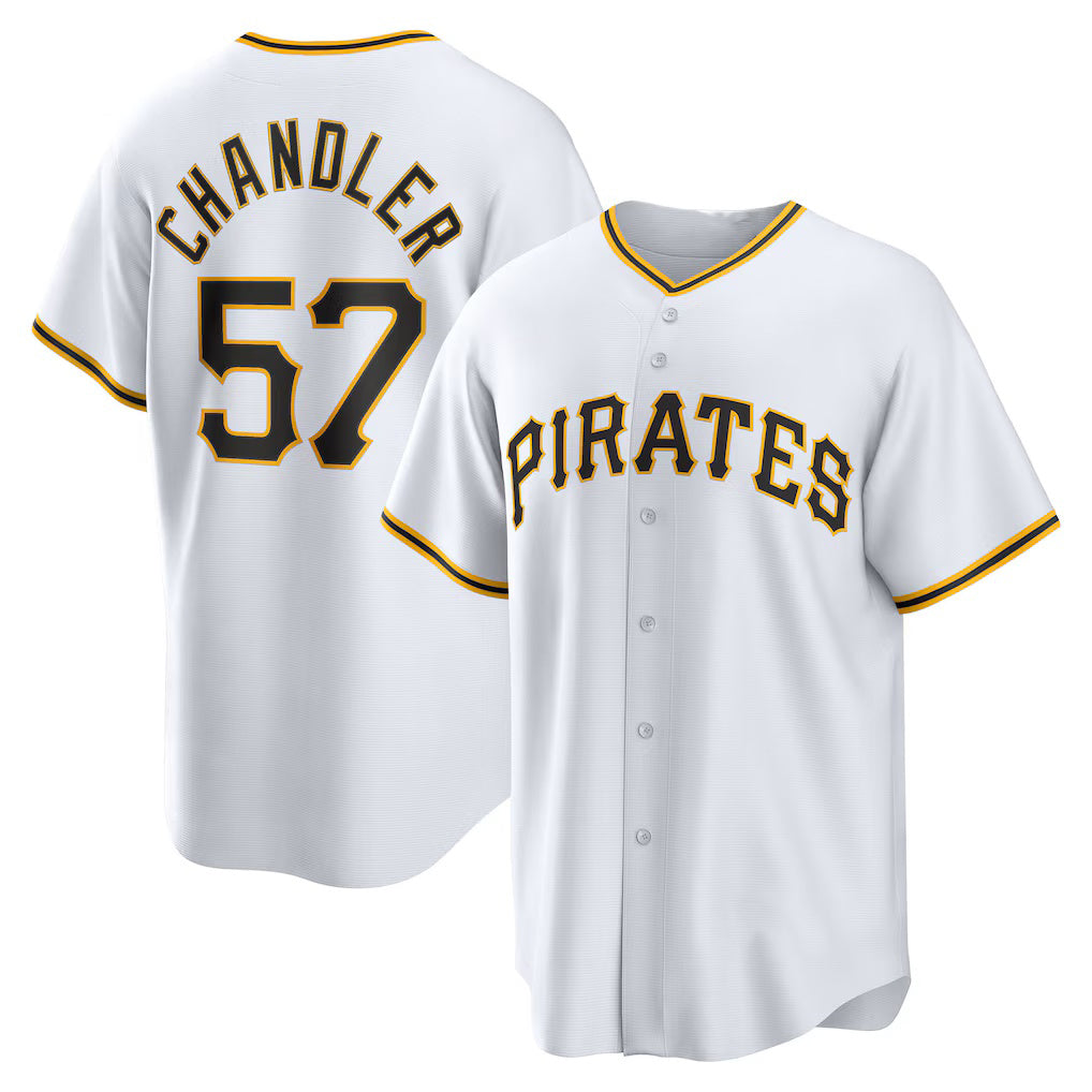 Pittsburgh Pirates #57 Bubba Chandler White HeidiMiller Home Replica Jersey