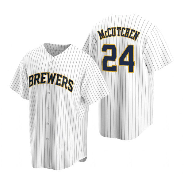 Milwaukee Brewers #24 Andrew McCutchen White HeidiMiller Cool Base Stitched Jersey