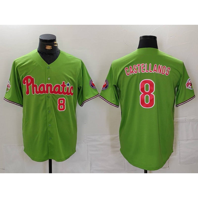 Philadelphia Phillies #8 Nick Castellanos Number Green HeidiMiller With Patch Stitched Cool Base Jersey