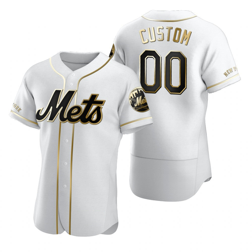 Custom New York Mets White HeidiMiller Stitched Flex Base Golden Edition Jersey