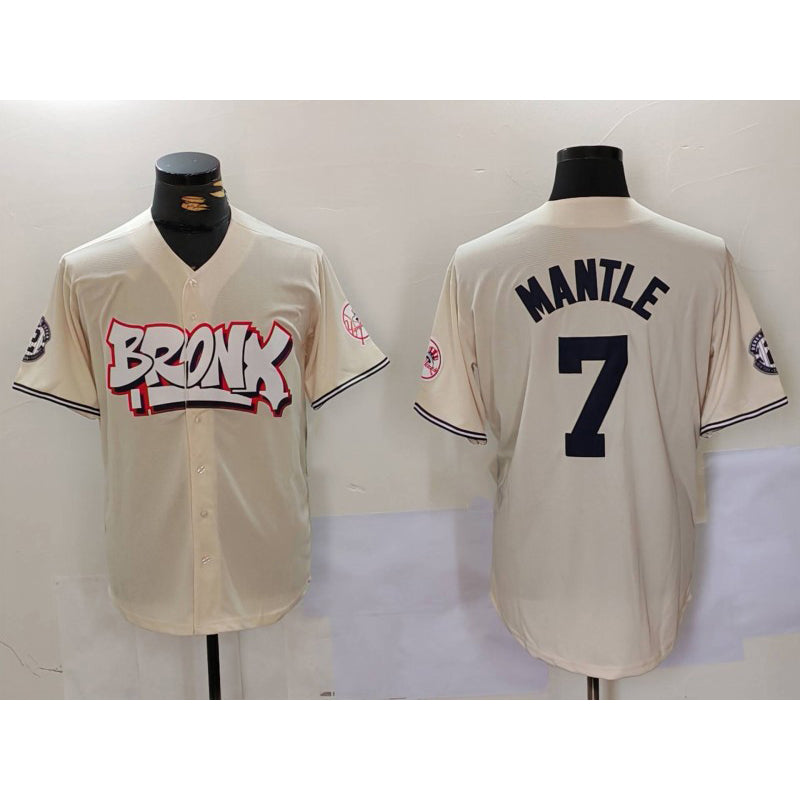 New York Yankees #7 Mickey Mantle Cream HeidiMiller Limited Stitched Jersey 2
