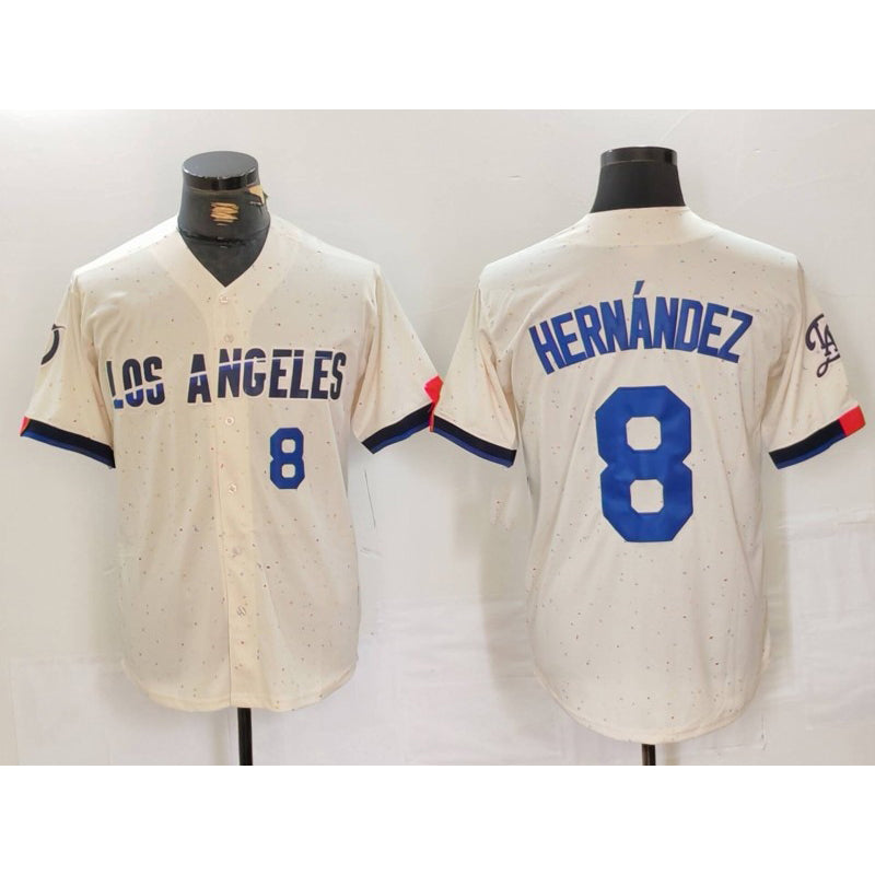 Los Angeles Dodgers #8 Kike Hernandez Number Cream HeidiMiller 2024 City Connect Limited Stitched Jersey 2