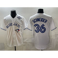 Toronto Blue Jays #36 Davis Schneider White HeidiMiller 2025 World Series Home Cool Base Stitched Jersey
