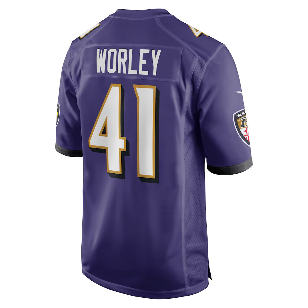 B.Ravens #41 Daryl Worley Purple HeidiMiller Game Player Jersey