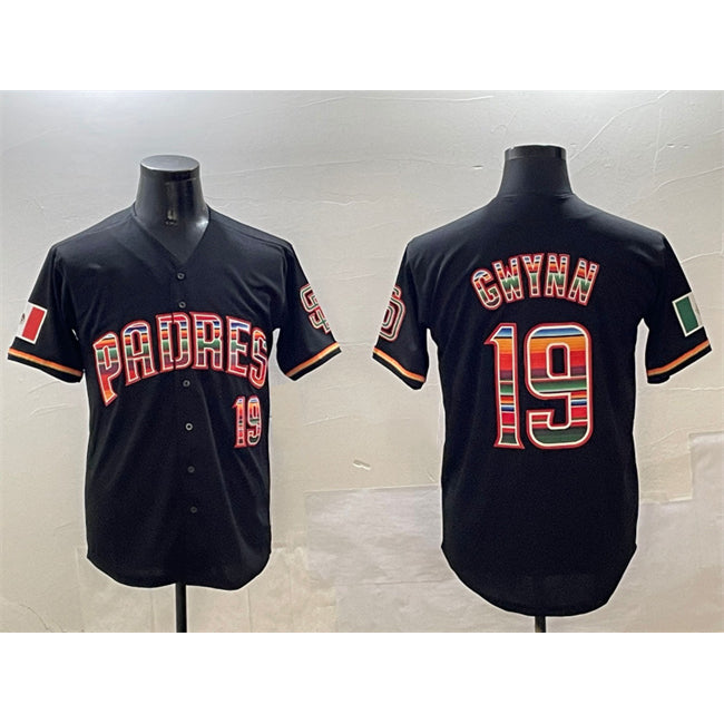 San Diego Padres #19 Tony Gwynn Black HeidiMiller Mexico Cool Base Stitched Jersey