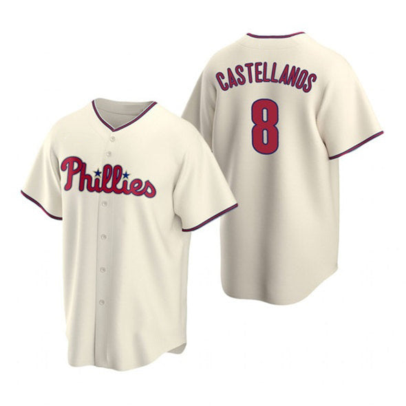 Philadelphia Phillies #8 Nick Castellanos Cream HeidiMiller Cool Base Stitched Jersey