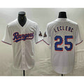 Texas Rangers #25 Jose Leclerc White HeidiMiller 2024 Gold Collection Limited Cool Base Jersey